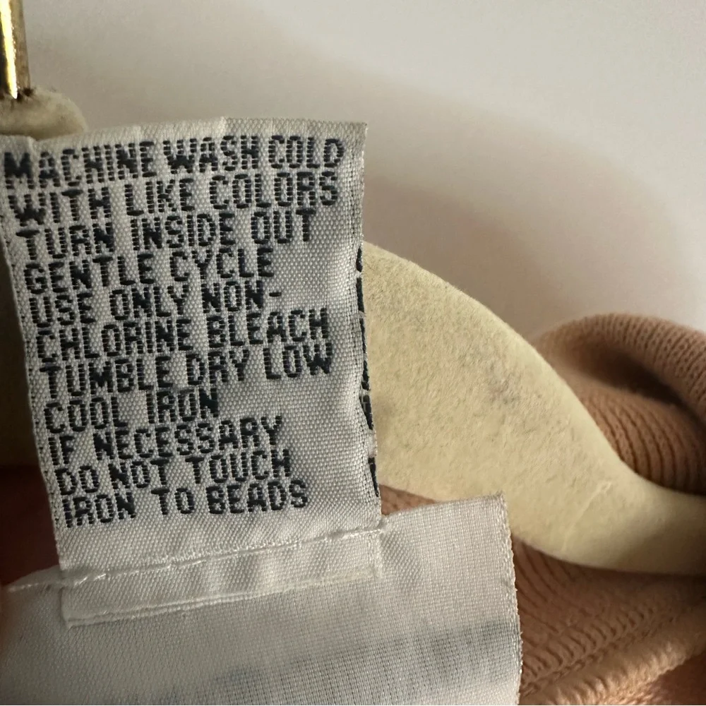 Alfred Dunner Embroidered Patchwork Sweatshirt Polo Medium Peach Floral - Picture 14 of 15